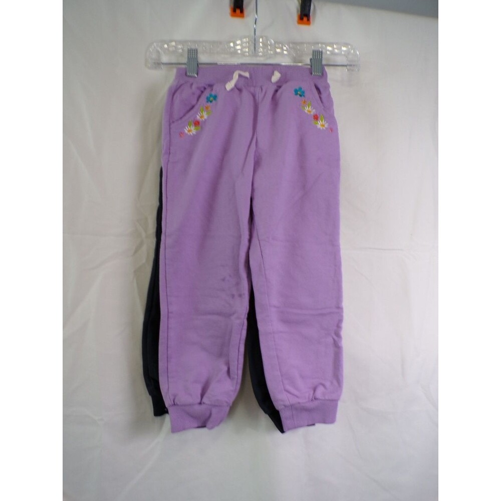 Girls Lavender Jogger Sweatpants Size 5Y Embroidered Floral